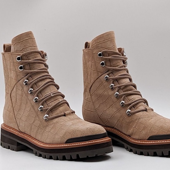 Marc Fisher Shoes - SOLD-Marc fisher Lizzie croc print combat boots